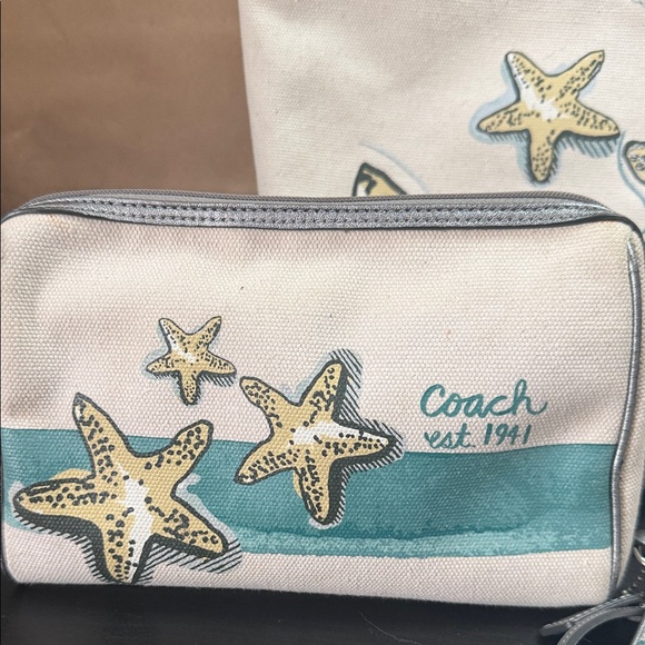 Coach Starfish Canvas Tote Set - Cream and Teal - Picture 5 of 12